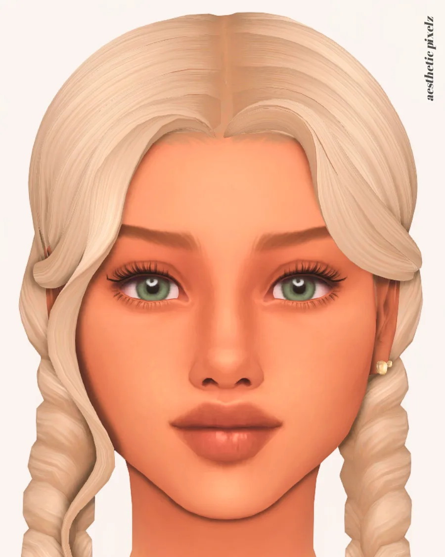 a sims 4 female sim wearing a custom content skin overlay