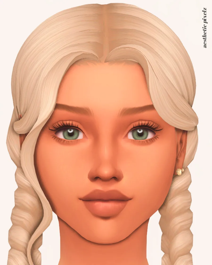 a sims 4 female sim wearing a custom content skin overlay