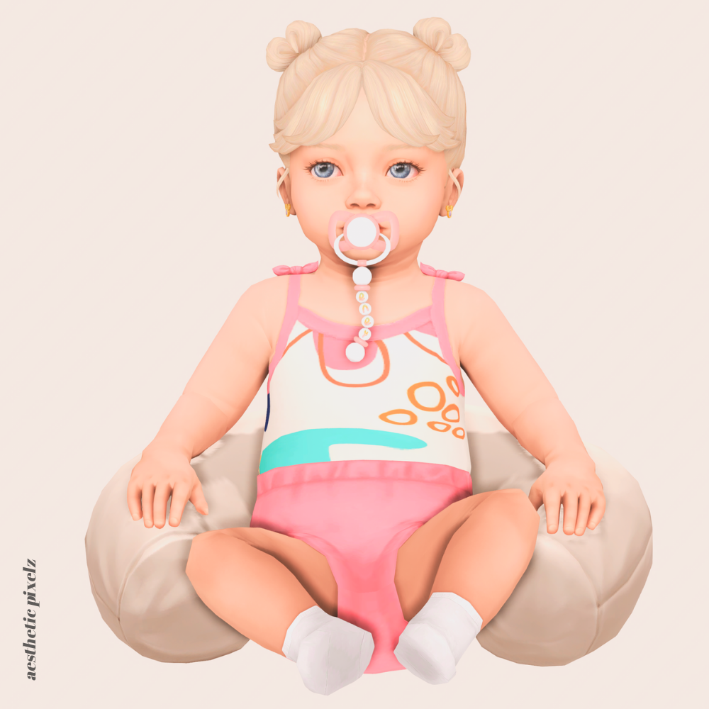 a sims 4 infant wearing custom content clothing for a cc lookbook