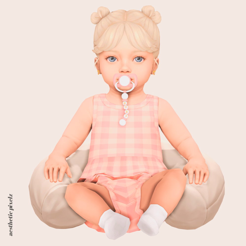 a sims 4 infant wearing custom content clothing for a cc lookbook