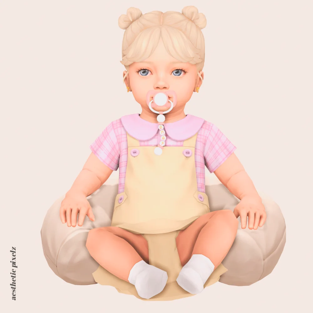 a sims 4 infant wearing custom content clothing for a cc lookbook