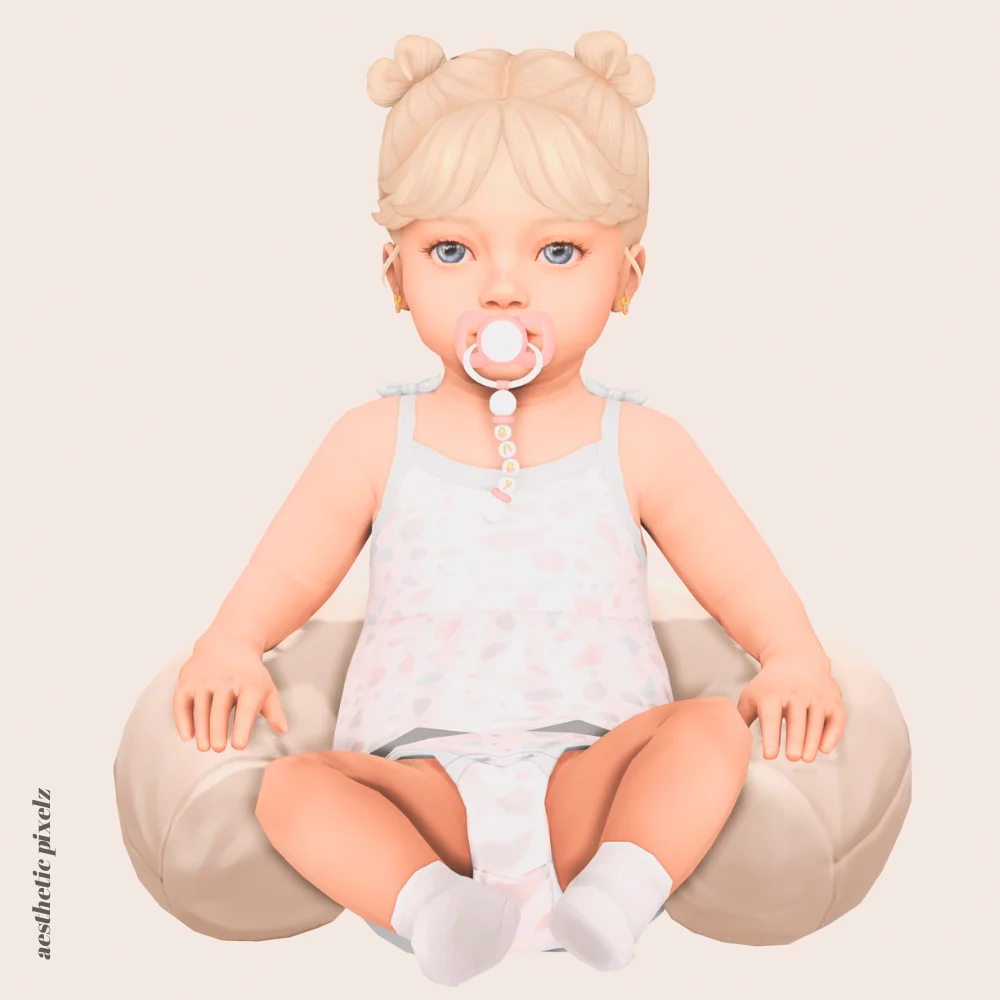 a sims 4 infant wearing custom content clothing for a cc lookbook