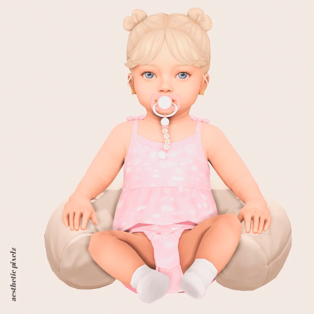 a sims 4 infant wearing custom content clothing for a cc lookbook