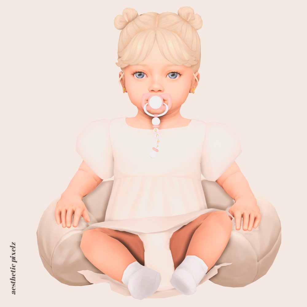 a sims 4 infant wearing custom content clothing for a cc lookbook