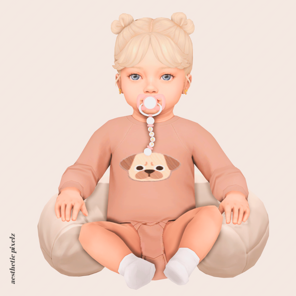 a sims 4 infant wearing custom content clothing for a cc lookbook