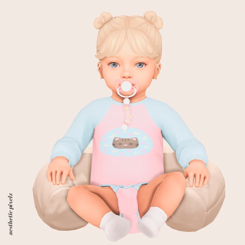 a sims 4 infant wearing custom content clothing for a cc lookbook