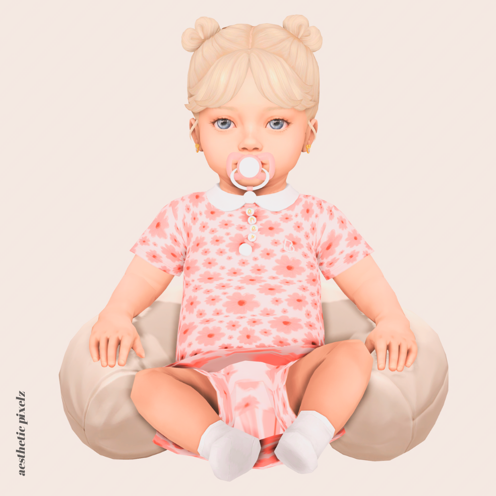 a sims 4 infant wearing custom content clothing for a cc lookbook