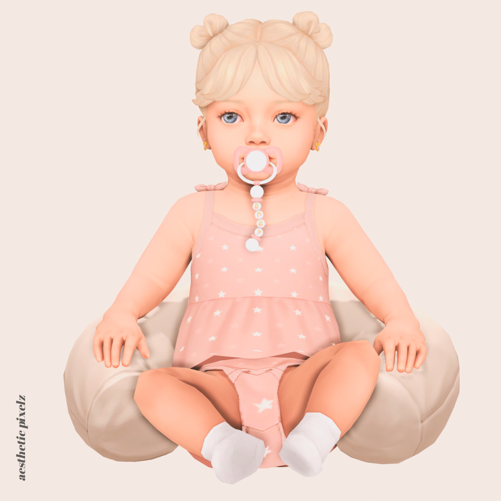 a sims 4 infant wearing custom content clothing for a cc lookbook