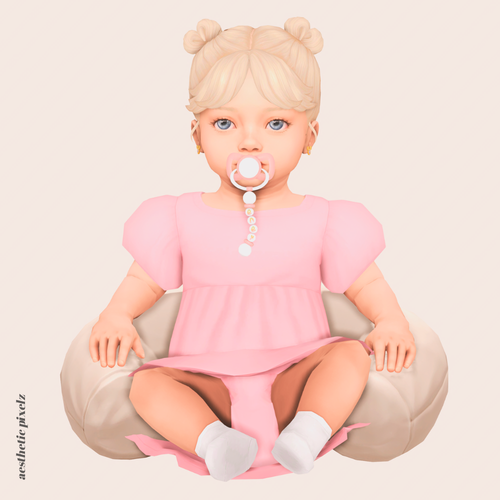 a sims 4 infant wearing custom content clothing for a cc lookbook