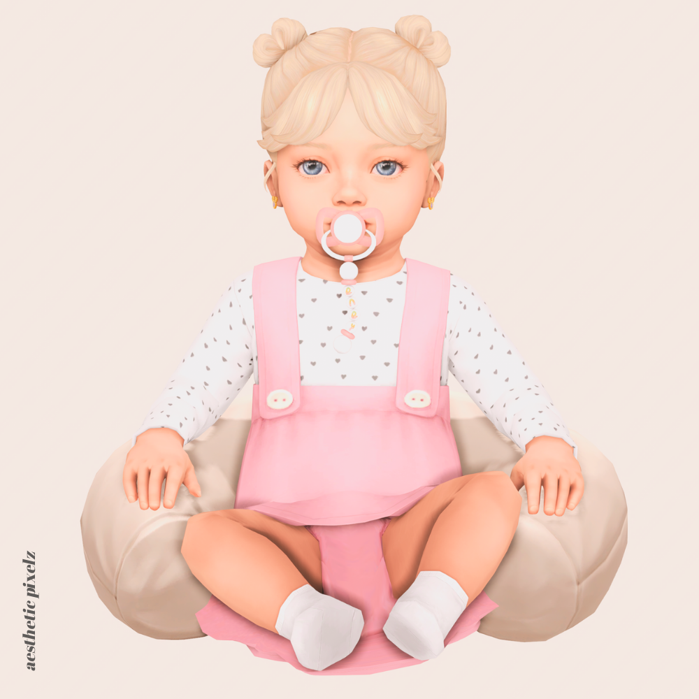 a sims 4 infant wearing custom content clothing for a cc lookbook