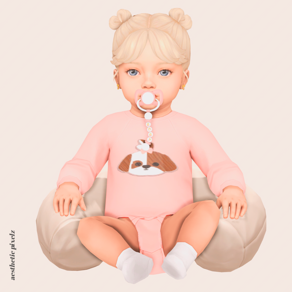 a sims 4 infant wearing custom content clothing for a cc lookbook