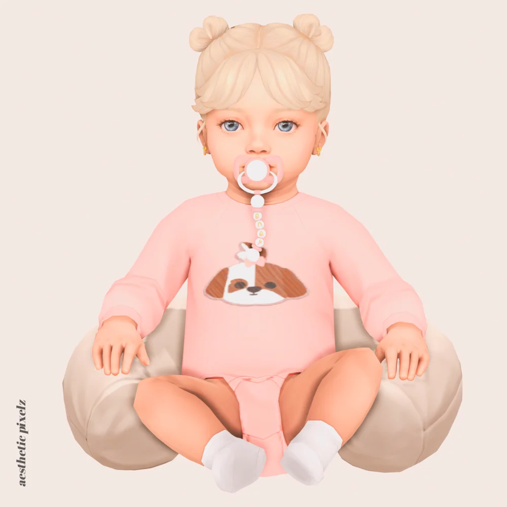 a sims 4 infant wearing custom content clothing for a cc lookbook