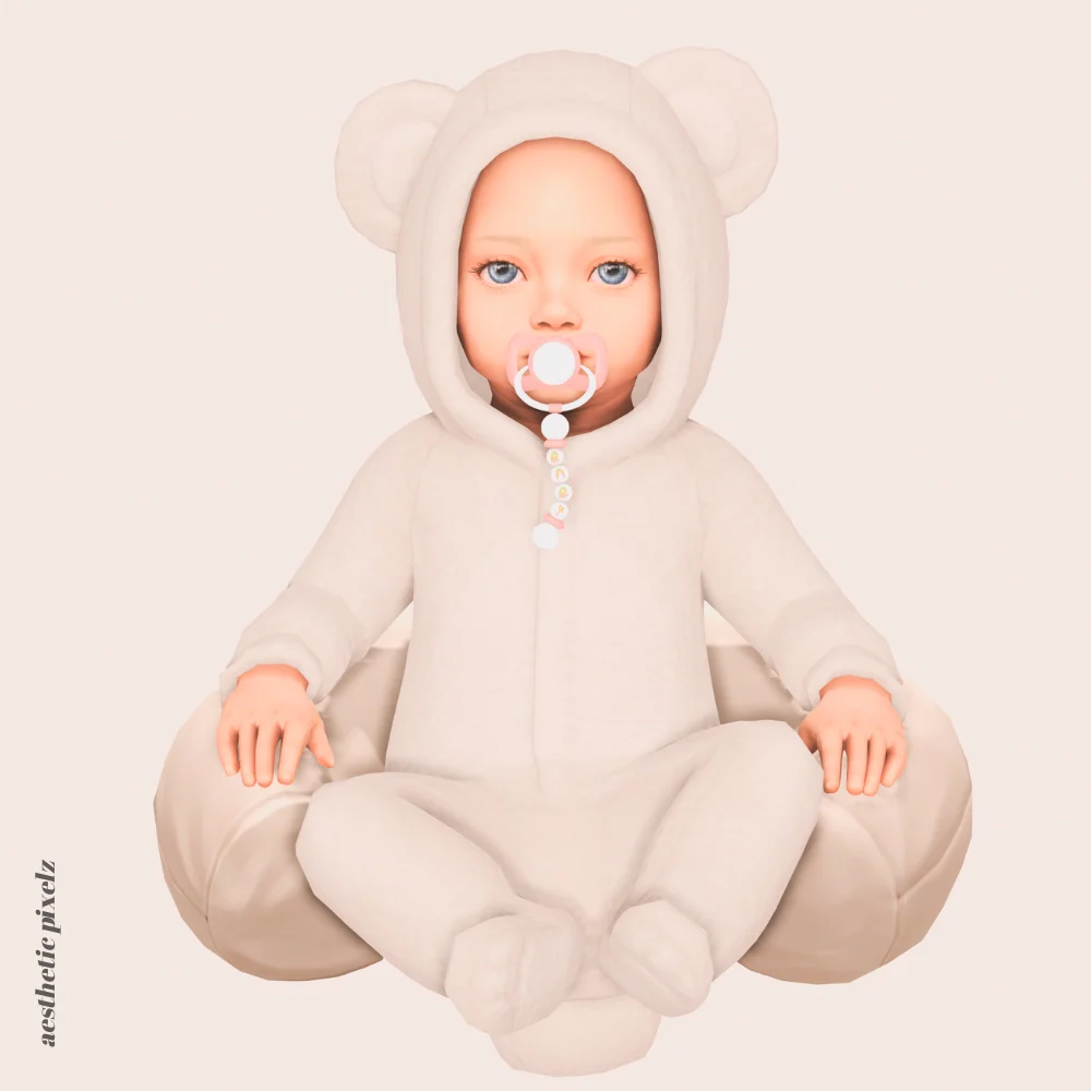 a sims 4 infant wearing custom content clothing for a cc lookbook