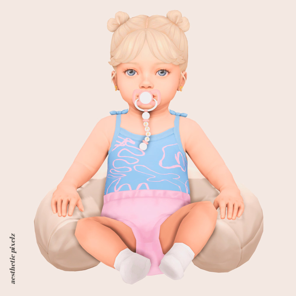 a sims 4 infant wearing custom content clothing for a cc lookbook