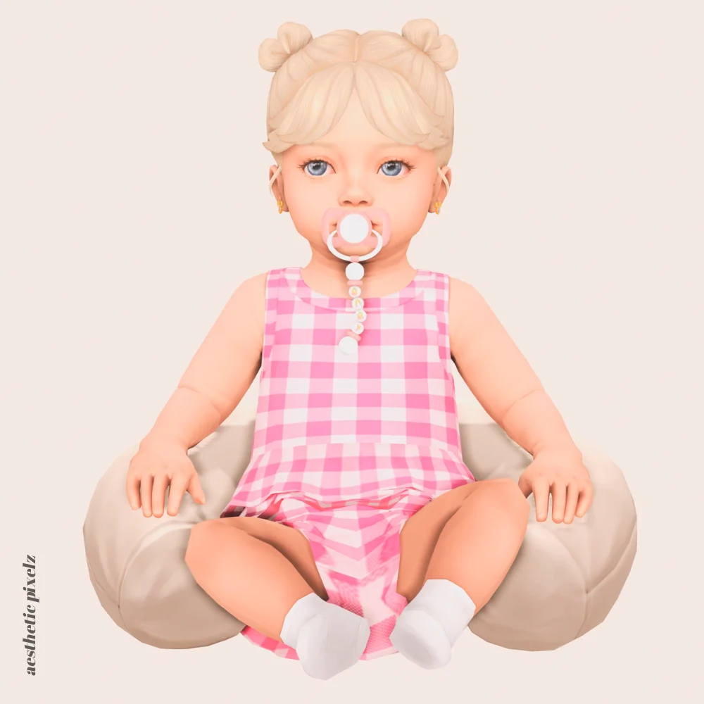 a sims 4 infant wearing custom content clothing for a cc lookbook