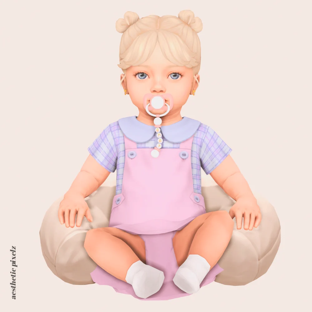 a sims 4 infant wearing custom content clothing for a cc lookbook