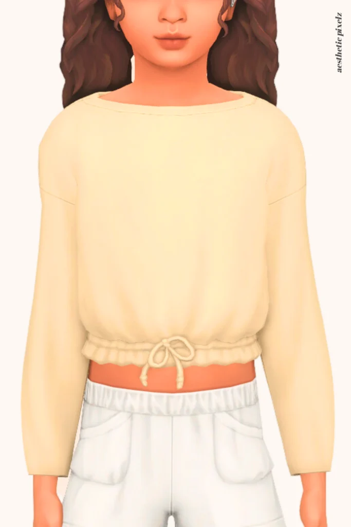 a sims 4 child sim wearing a kids custom content top