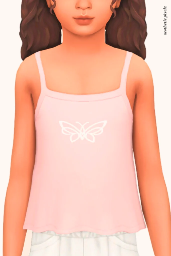 a sims 4 child sim wearing a kids custom content top