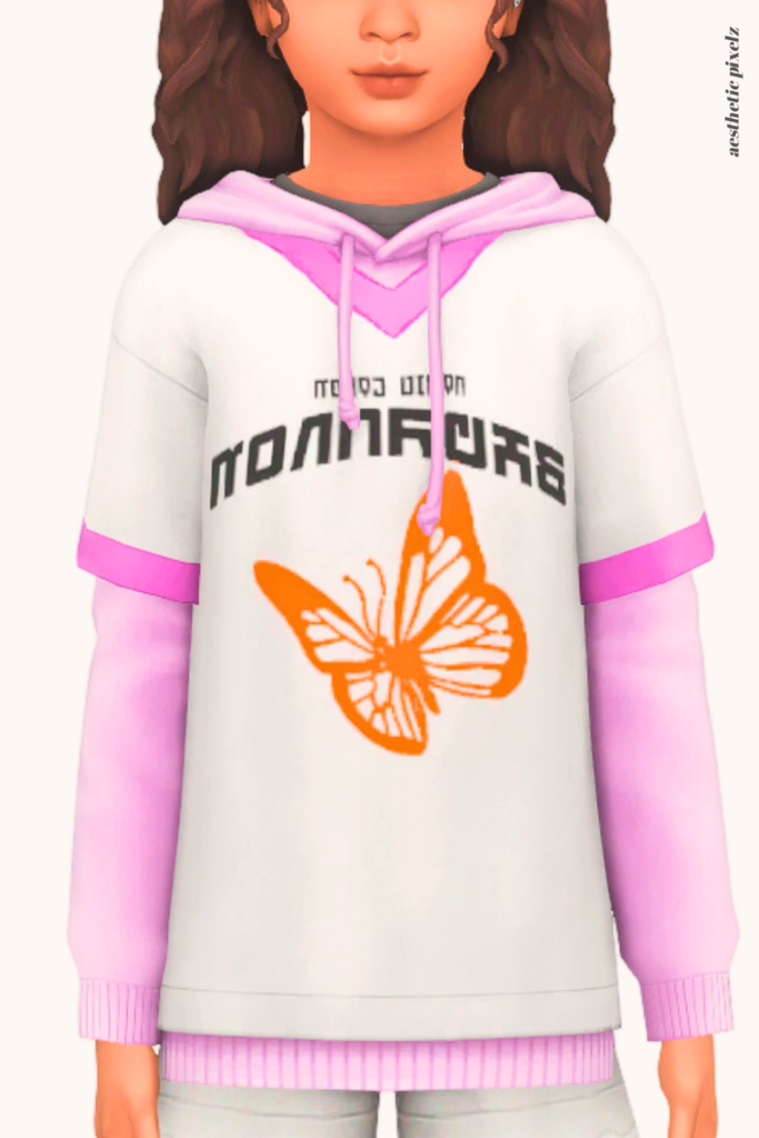 a sims 4 child sim wearing a kids custom content top