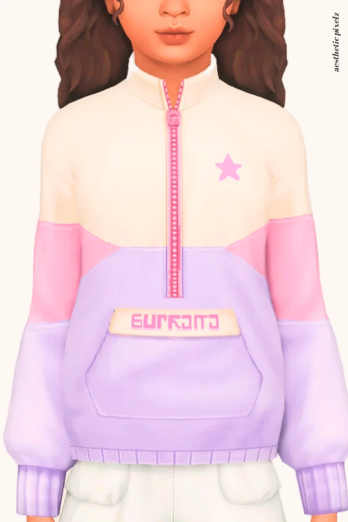 a sims 4 child sim wearing a kids custom content top