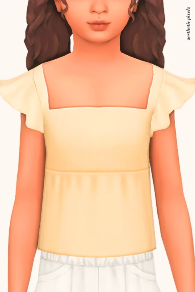 a sims 4 child sim wearing a kids custom content top