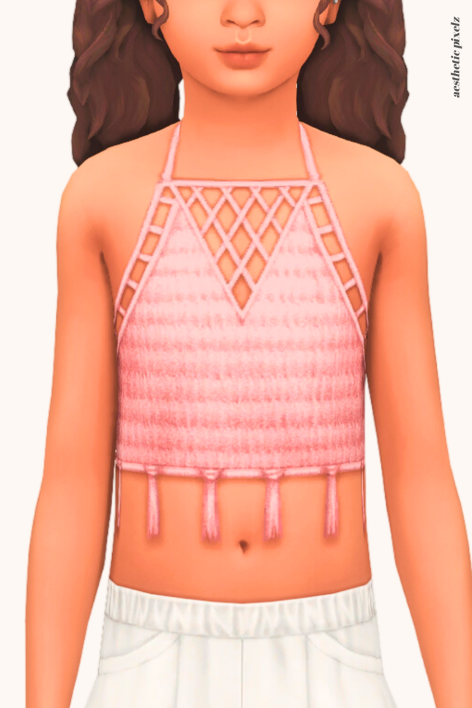 a sims 4 child sim wearing a kids custom content top