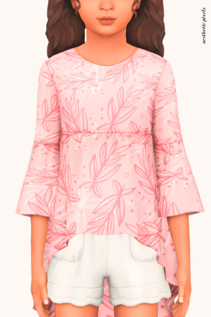 a sims 4 child sim wearing a kids custom content top