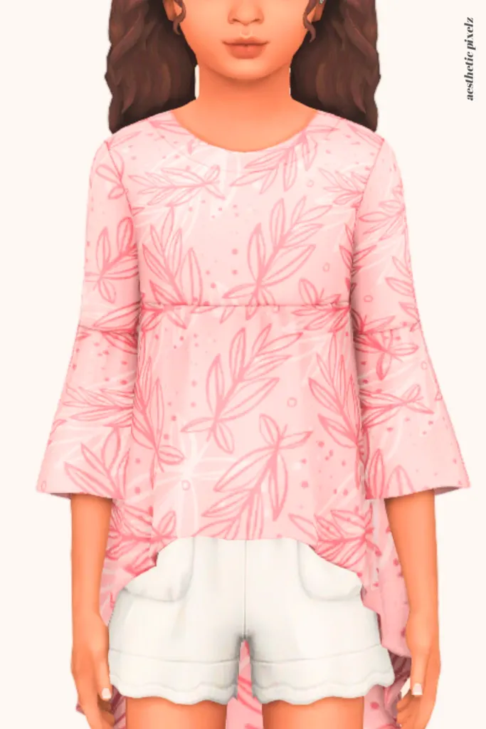 a sims 4 child sim wearing a kids custom content top