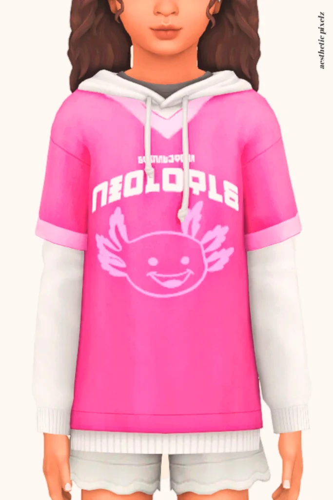 a sims 4 child sim wearing a kids custom content top