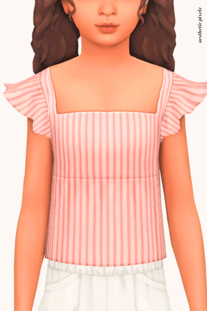 a sims 4 child sim wearing a kids custom content top