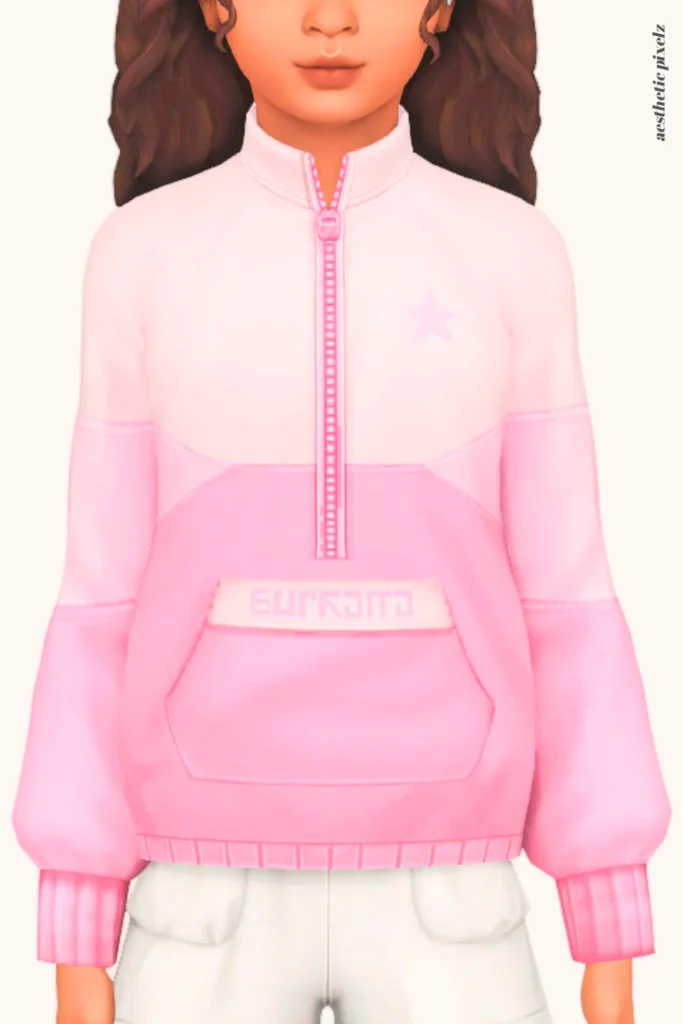 a sims 4 child sim wearing a kids custom content top