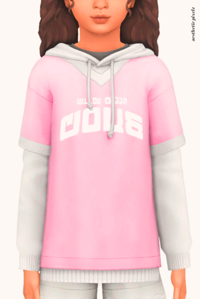 a sims 4 child sim wearing a kids custom content top