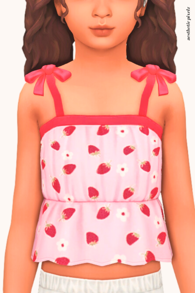 a sims 4 child sim wearing a kids custom content top