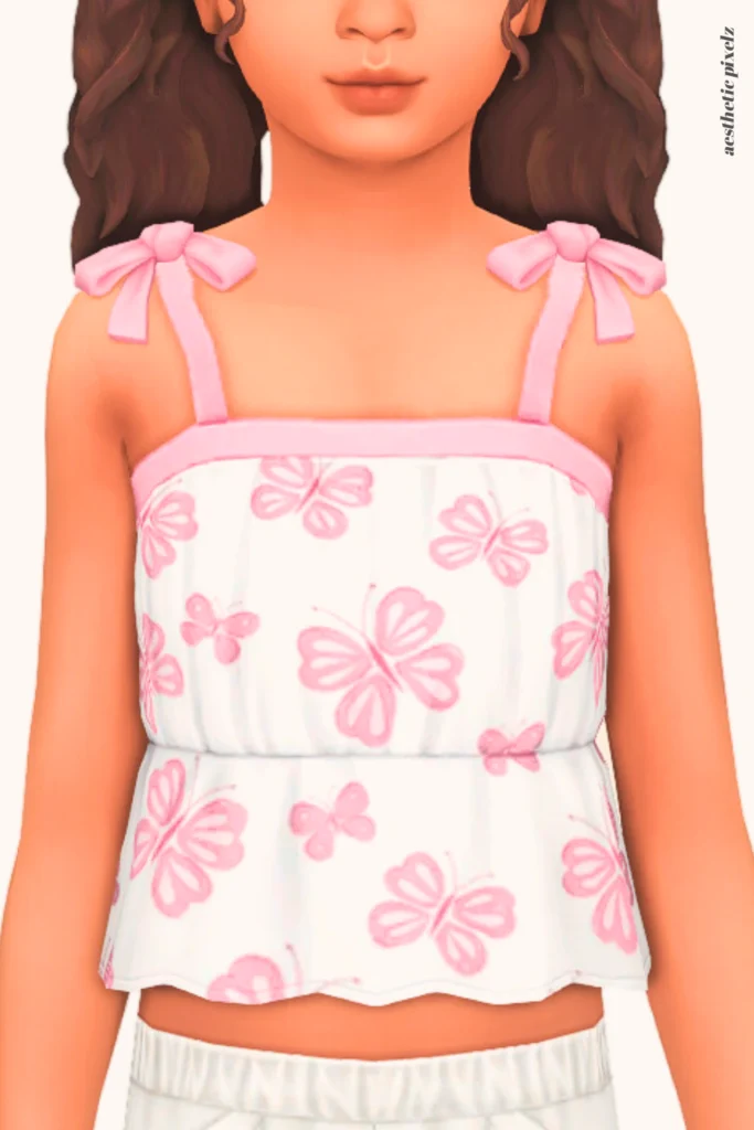 a sims 4 child sim wearing a kids custom content top