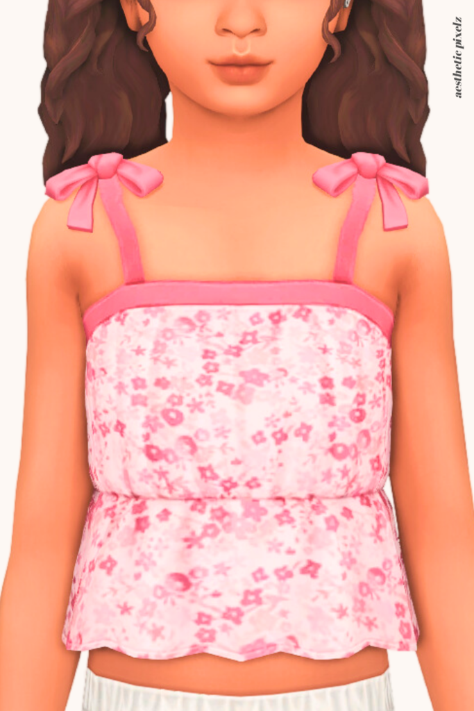 a sims 4 child sim wearing a kids custom content top