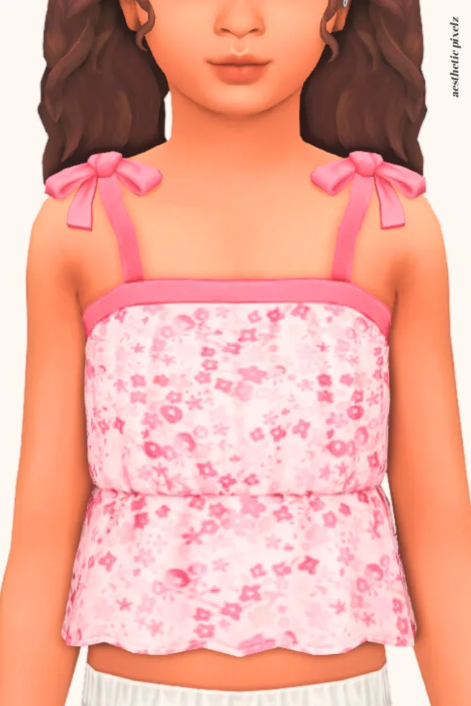 a sims 4 child sim wearing a kids custom content top