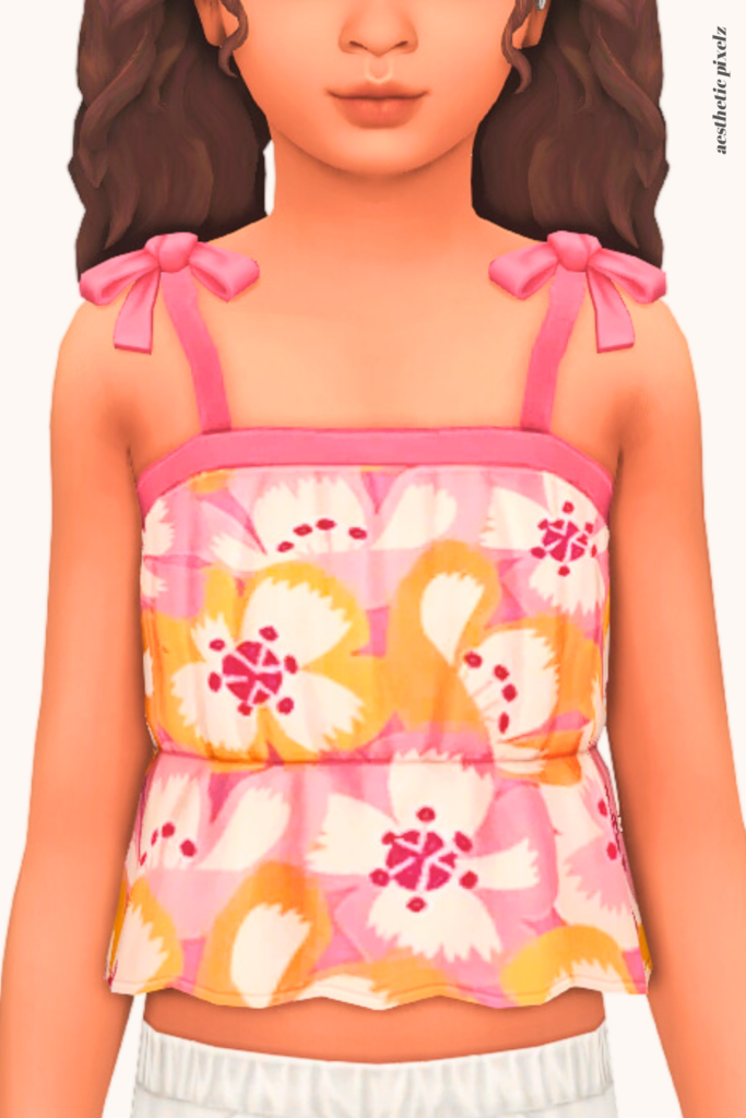 a sims 4 child sim wearing a kids custom content top