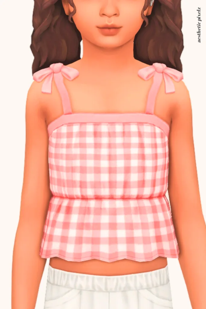 a sims 4 child sim wearing a kids custom content top