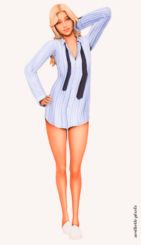 a female sim wearing custom content pajamas