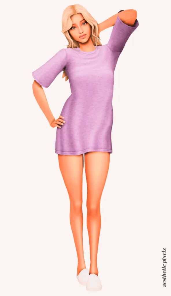 a female sim wearing custom content pajamas