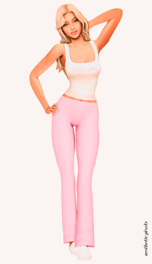 a female sim wearing custom content pajamas