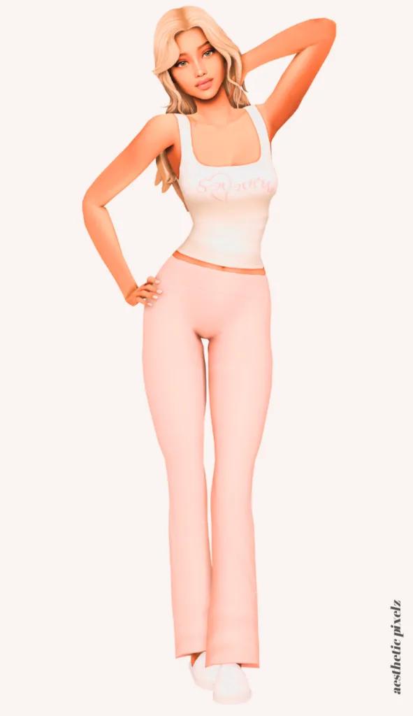 a female sim wearing custom content pajamas