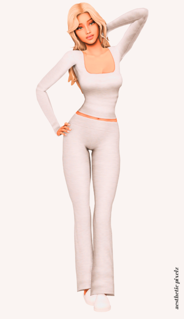 a female sim wearing custom content pajamas