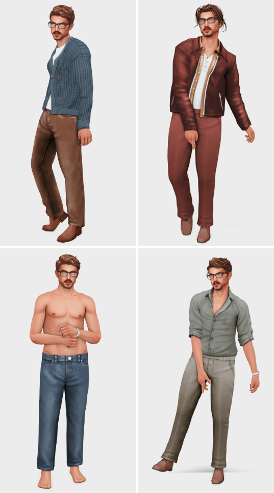 a male sims 4 custom content lookbook of male clothing