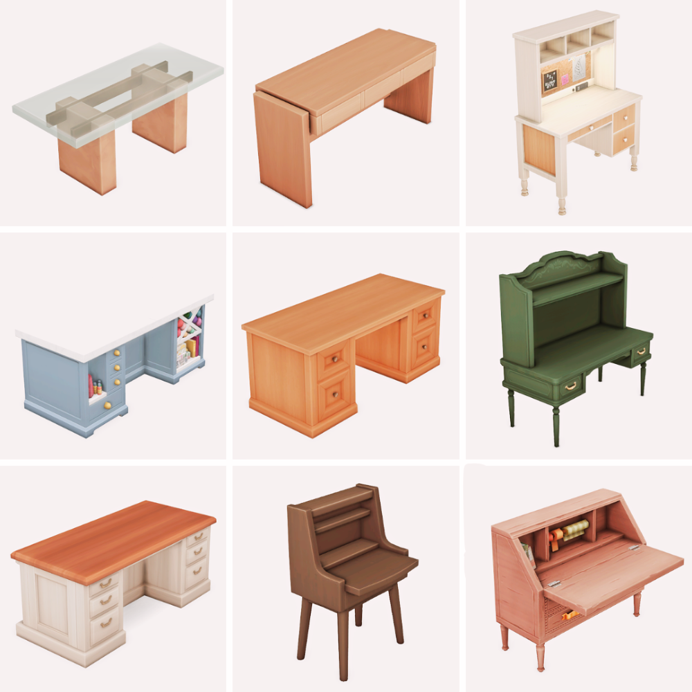 sims 4 custom content furniture lookbook of desks