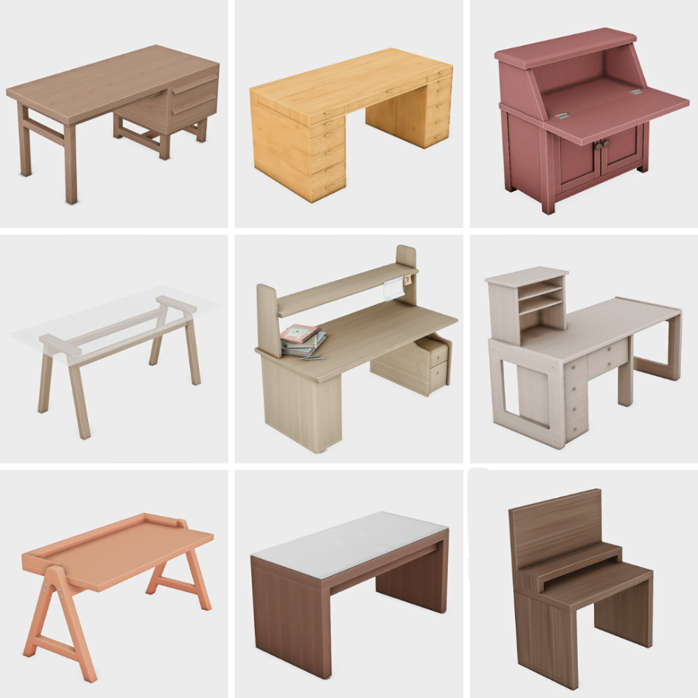 sims 4 custom content furniture lookbook of desks