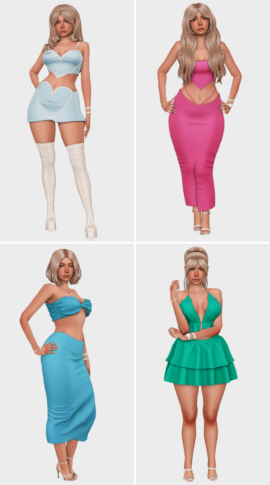 sims 4 custom content lookbook of party outfits